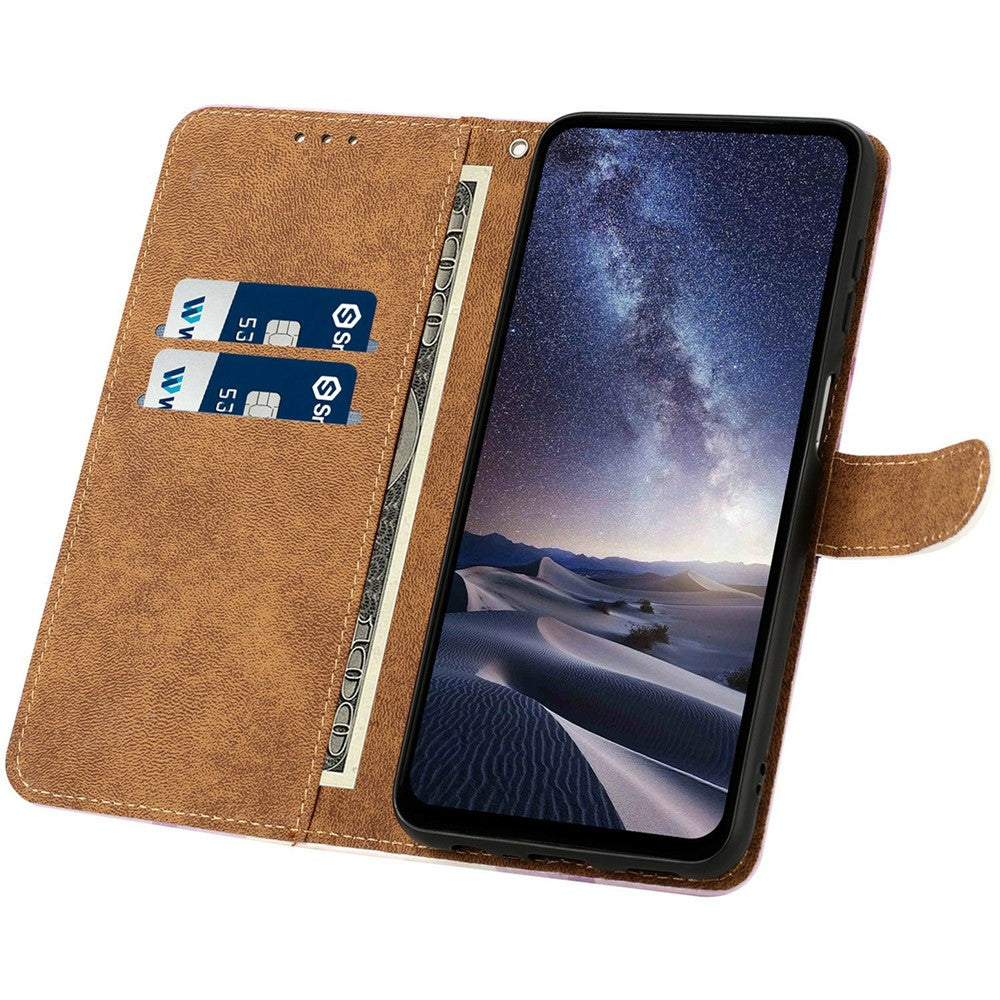 For iPhone 17 Pro Max Case Pattern Printed Wallet Flip Stand PU Leather Phone Cover with Wrist Strap