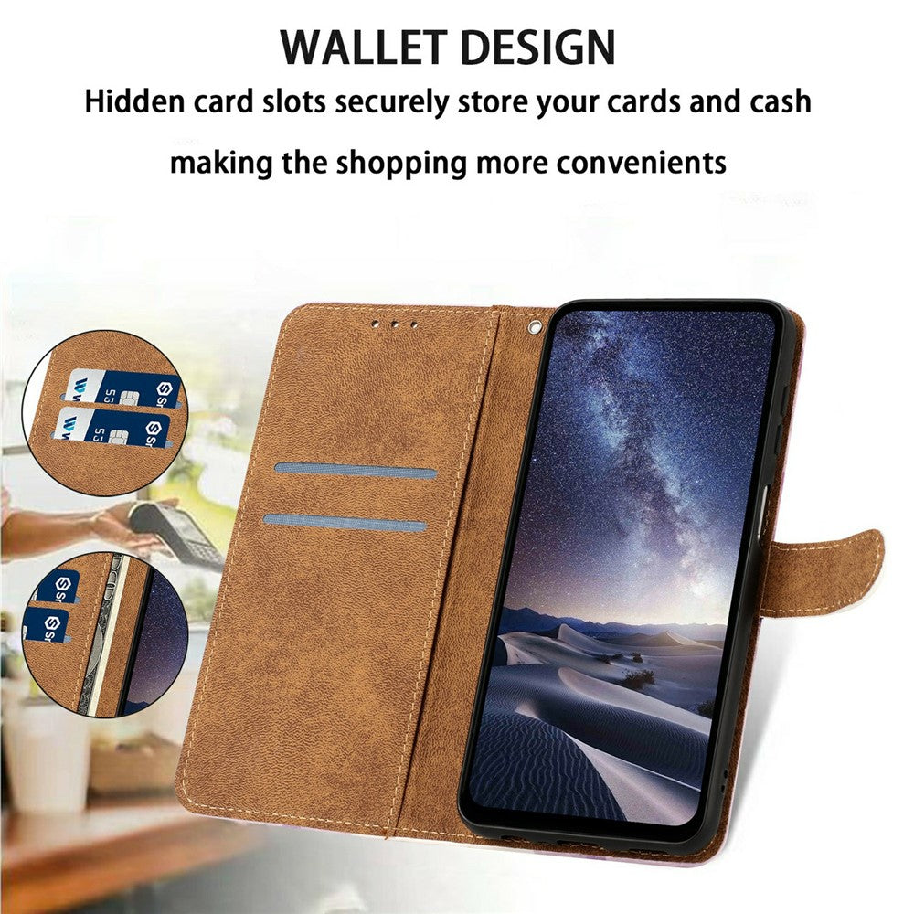 For iPhone 17 Pro Max Case Pattern Printed Wallet Flip Stand PU Leather Phone Cover with Wrist Strap