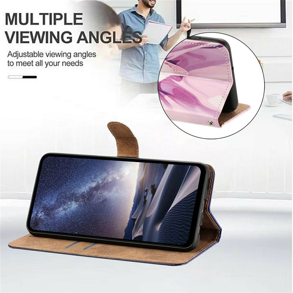 For iPhone 17 Pro Max Case Pattern Printed Wallet Flip Stand PU Leather Phone Cover with Wrist Strap