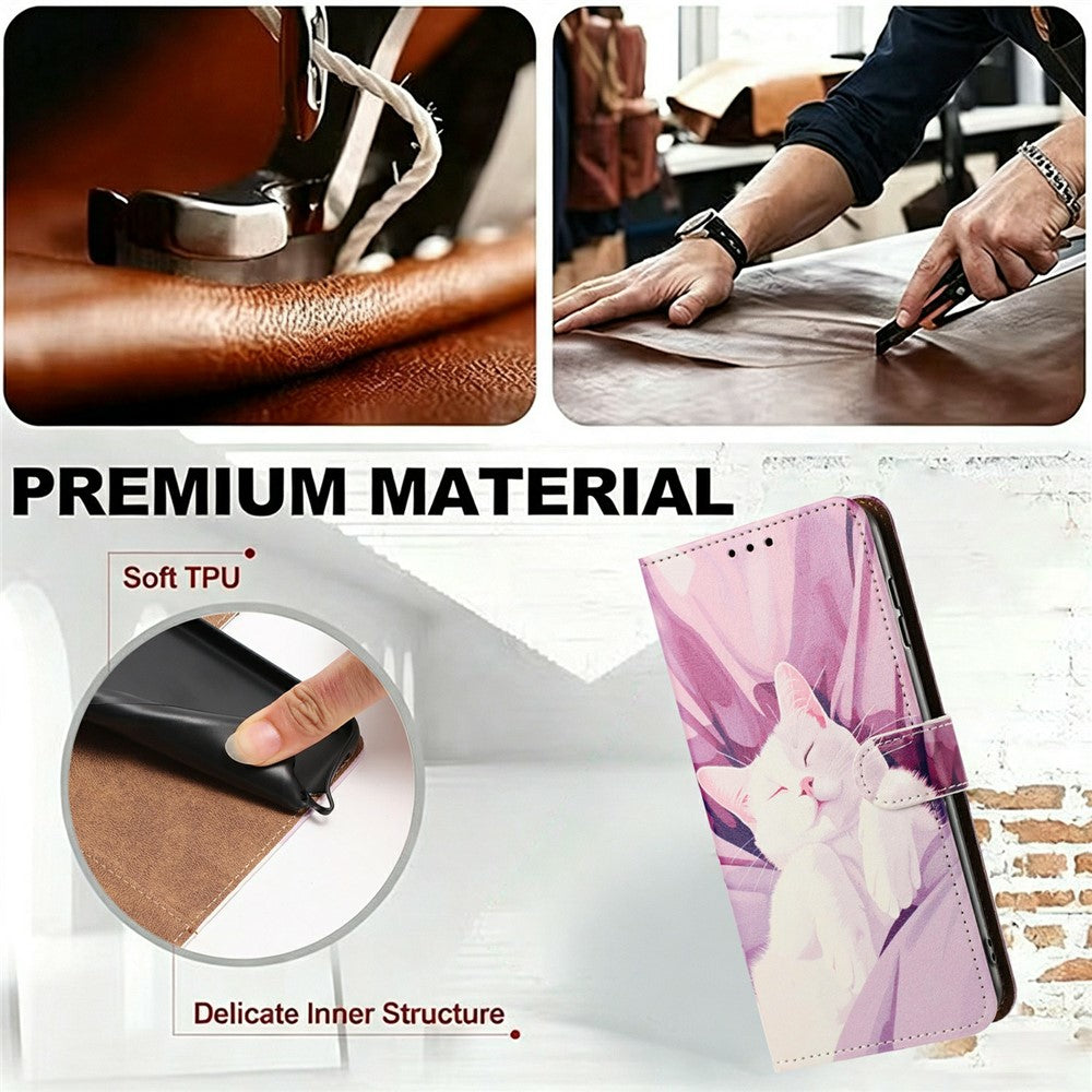 For iPhone 17 Pro Max Case Pattern Printed Wallet Flip Stand PU Leather Phone Cover with Wrist Strap