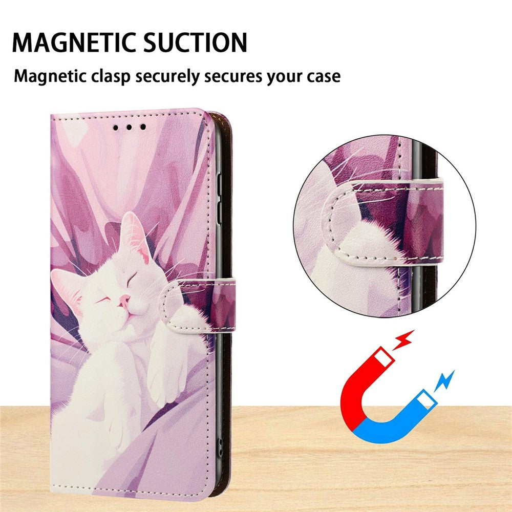For iPhone 17 Pro Max Case Pattern Printed Wallet Flip Stand PU Leather Phone Cover with Wrist Strap