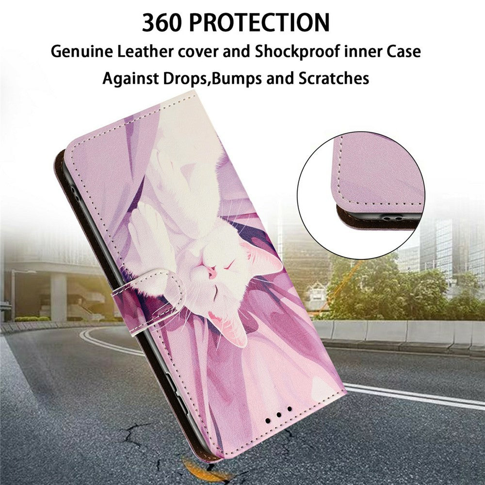 For iPhone 17 Pro Max Case Pattern Printed Wallet Flip Stand PU Leather Phone Cover with Wrist Strap