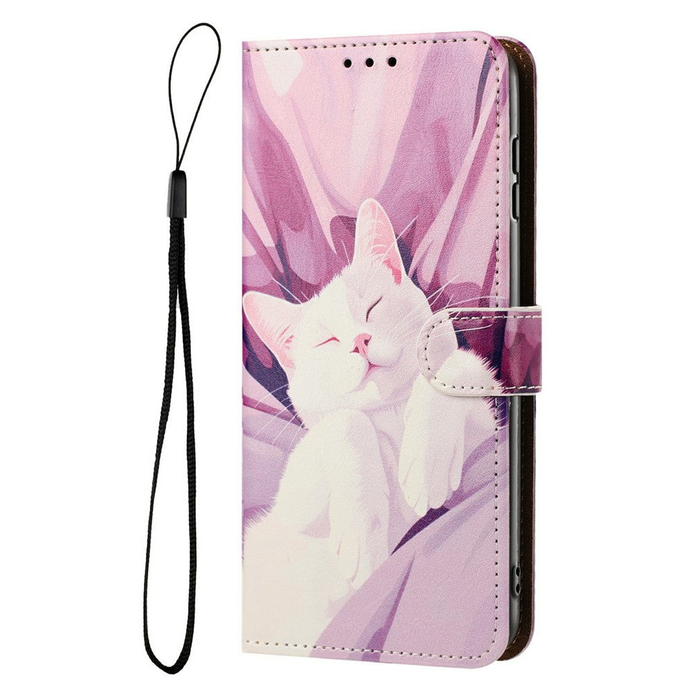For iPhone 17 Pro Max Case Pattern Printed Wallet Flip Stand PU Leather Phone Cover with Wrist Strap