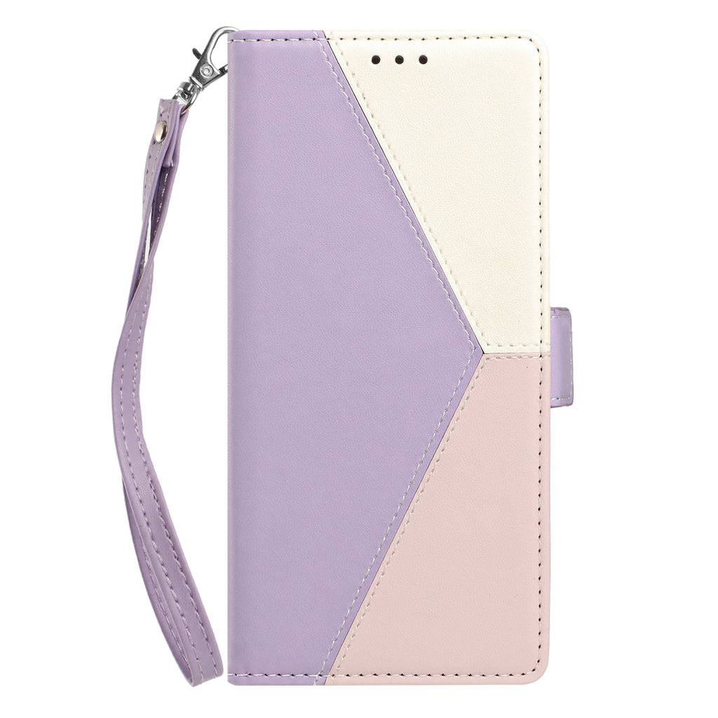 For iPhone 17 Pro / iPhone 18 Pro Case Color Stitching RFID Blocking Wallet Flip Leather Phone Cover with Wrist Strap
