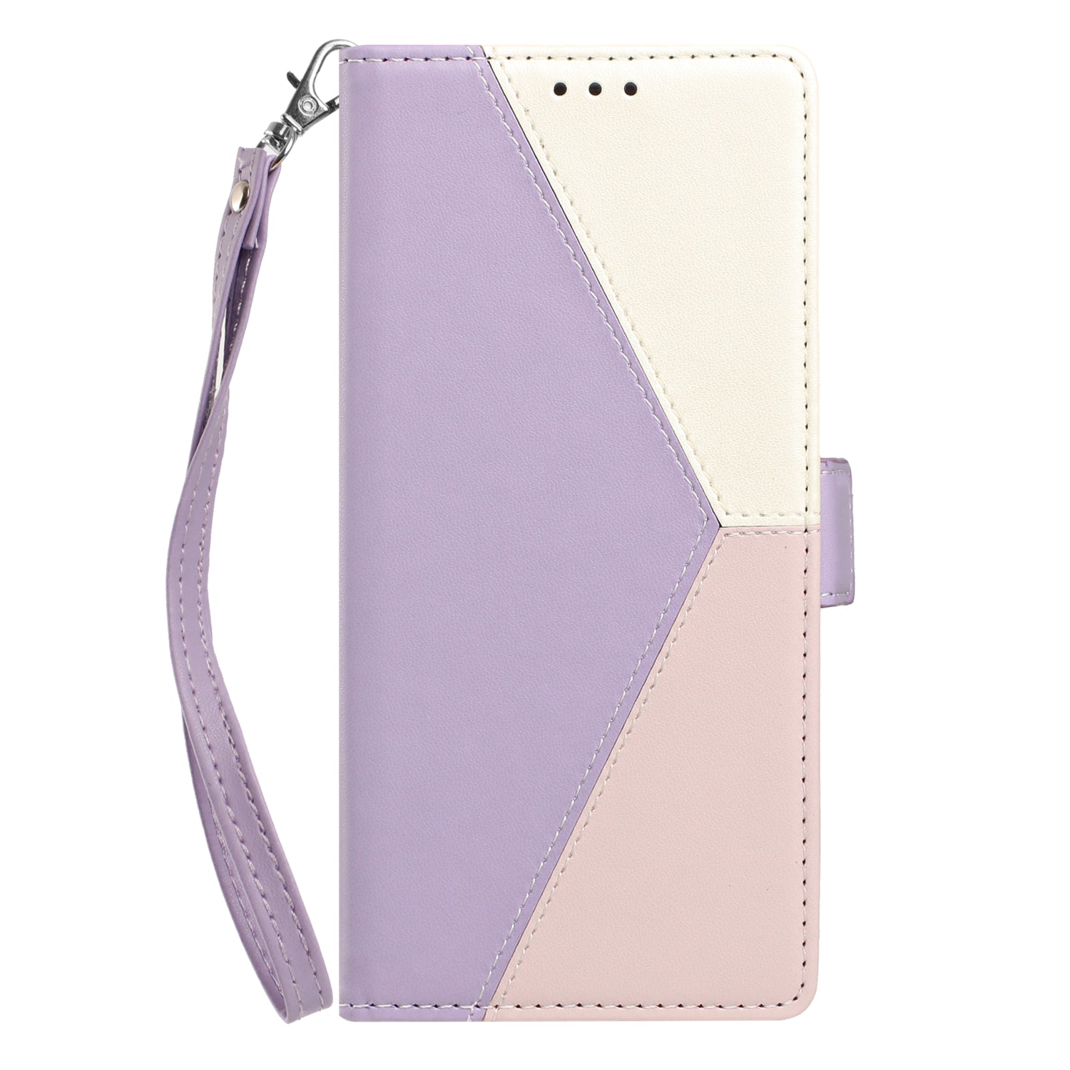 For iPhone 17 Pro / iPhone 18 Pro Case Color Stitching RFID Blocking Wallet Flip Leather Phone Cover with Wrist Strap