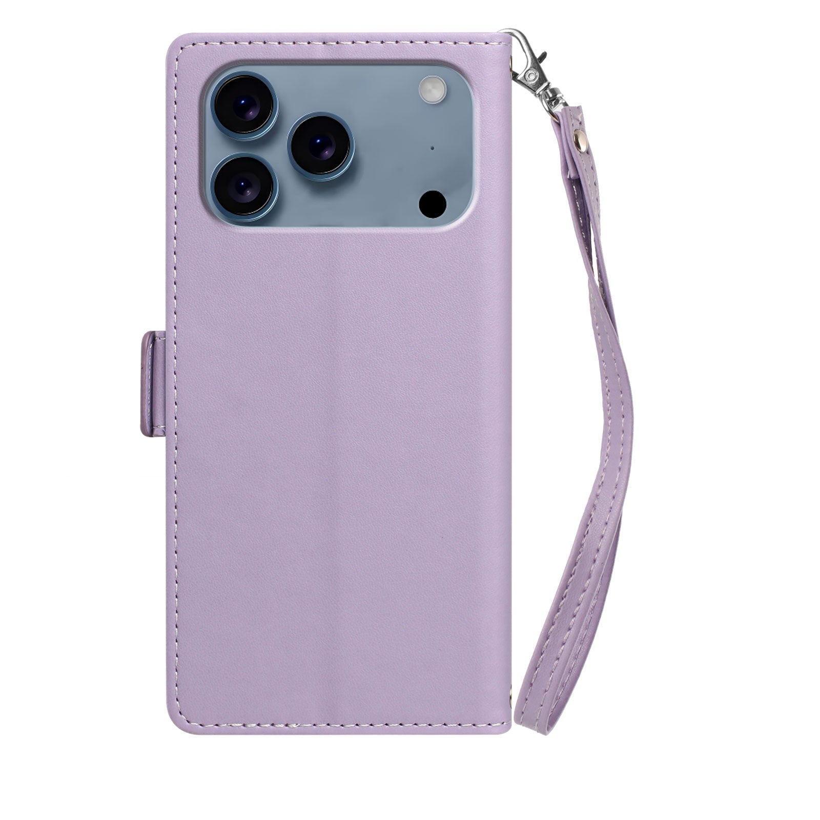 For iPhone 17 Pro / iPhone 18 Pro Case Color Stitching RFID Blocking Wallet Flip Leather Phone Cover with Wrist Strap