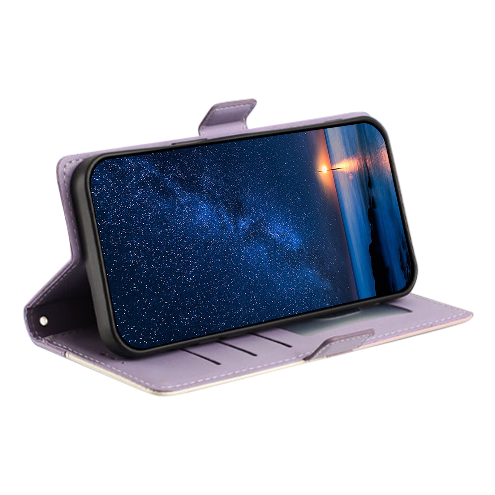 For iPhone 17 Pro / iPhone 18 Pro Case Color Stitching RFID Blocking Wallet Flip Leather Phone Cover with Wrist Strap