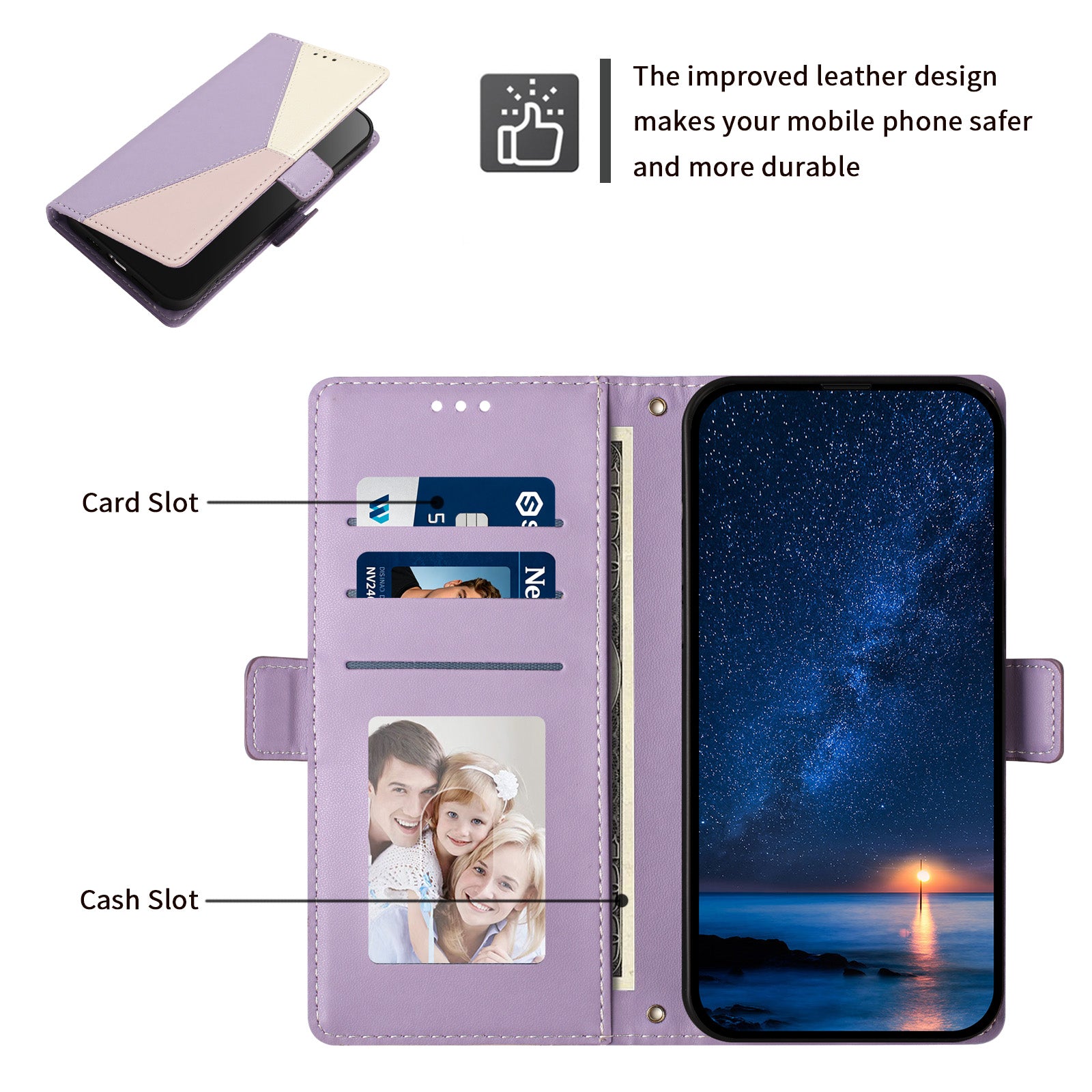 For iPhone 17 Pro / iPhone 18 Pro Case Color Stitching RFID Blocking Wallet Flip Leather Phone Cover with Wrist Strap