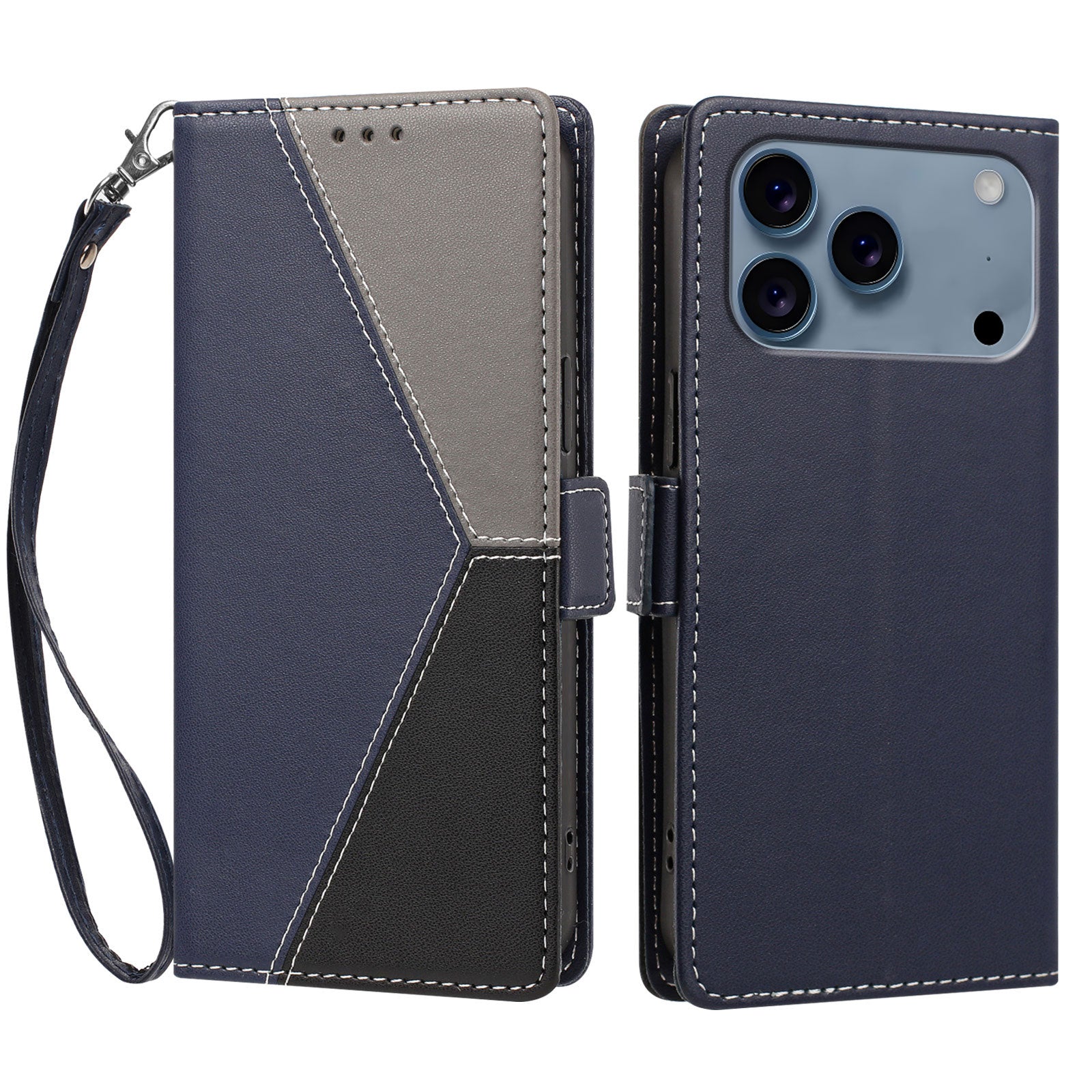 iPhone 17/18 Pro Color Stitching RFID-Blocking Wallet Case