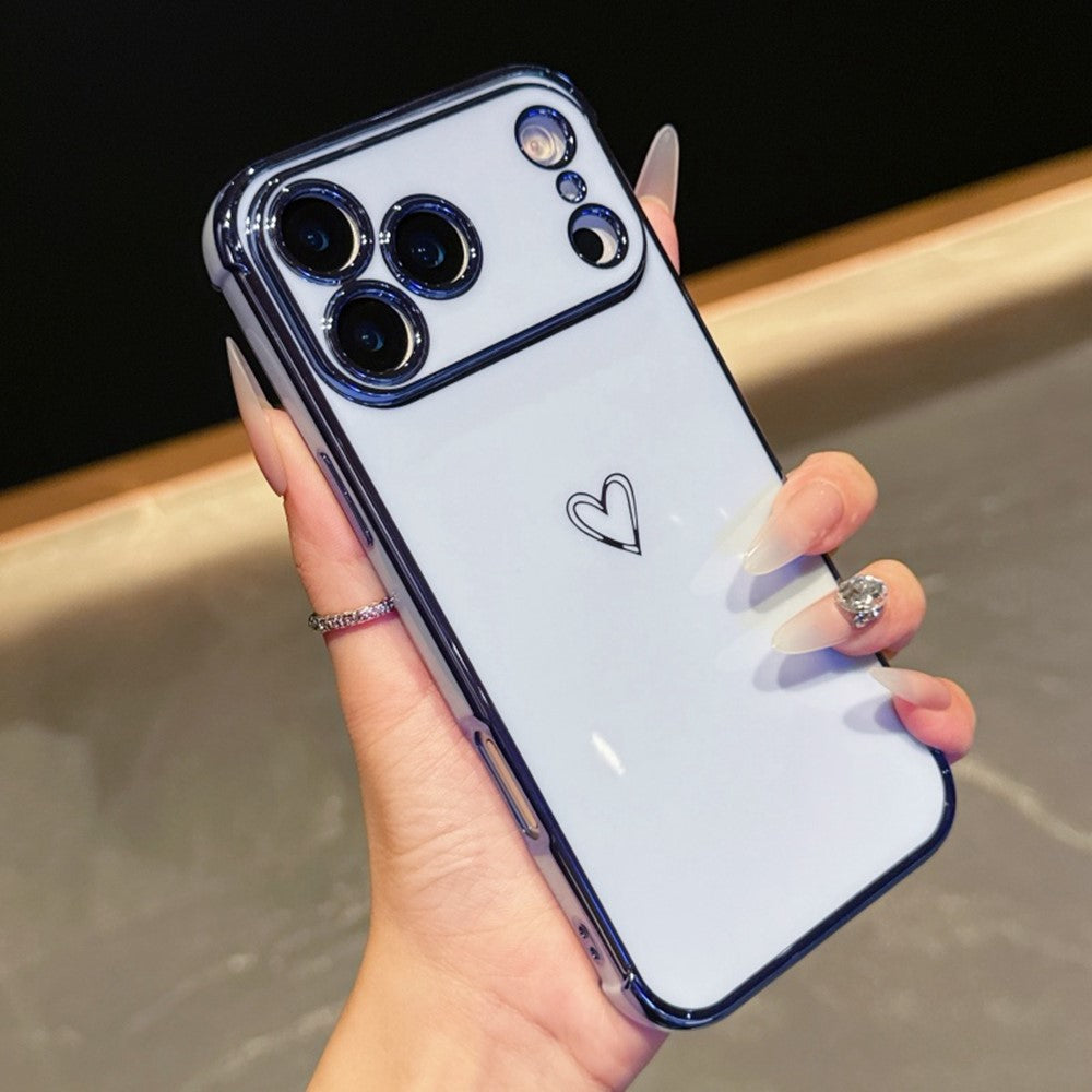 For iPhone  18 Pro / 17  Pro Case Love Heart Pattern TPU Phone Cover Electroplating Edge
