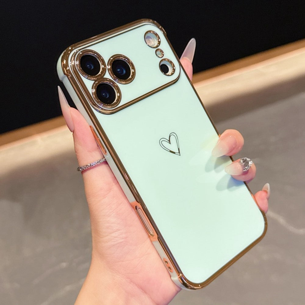 For iPhone  18 Pro / 17  Pro Case Love Heart Pattern TPU Phone Cover Electroplating Edge