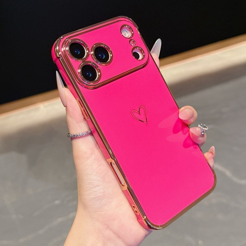 For iPhone  18 Pro / 17  Pro Case Love Heart Pattern TPU Phone Cover Electroplating Edge
