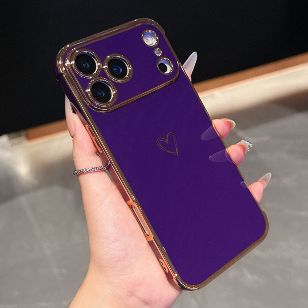 For iPhone  18 Pro / 17  Pro Case Love Heart Pattern TPU Phone Cover Electroplating Edge