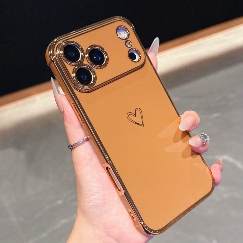 For iPhone  18 Pro / 17  Pro Case Love Heart Pattern TPU Phone Cover Electroplating Edge