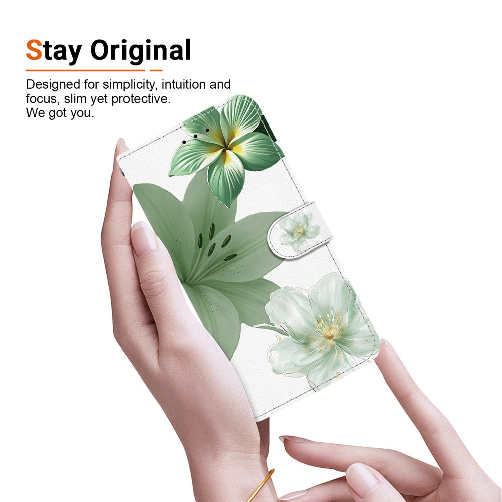 For iPhone 18 Pro / 17 Pro Case Pattern Printing PU Leather Wallet Flip Stand Phone Cover with Wrist Strap