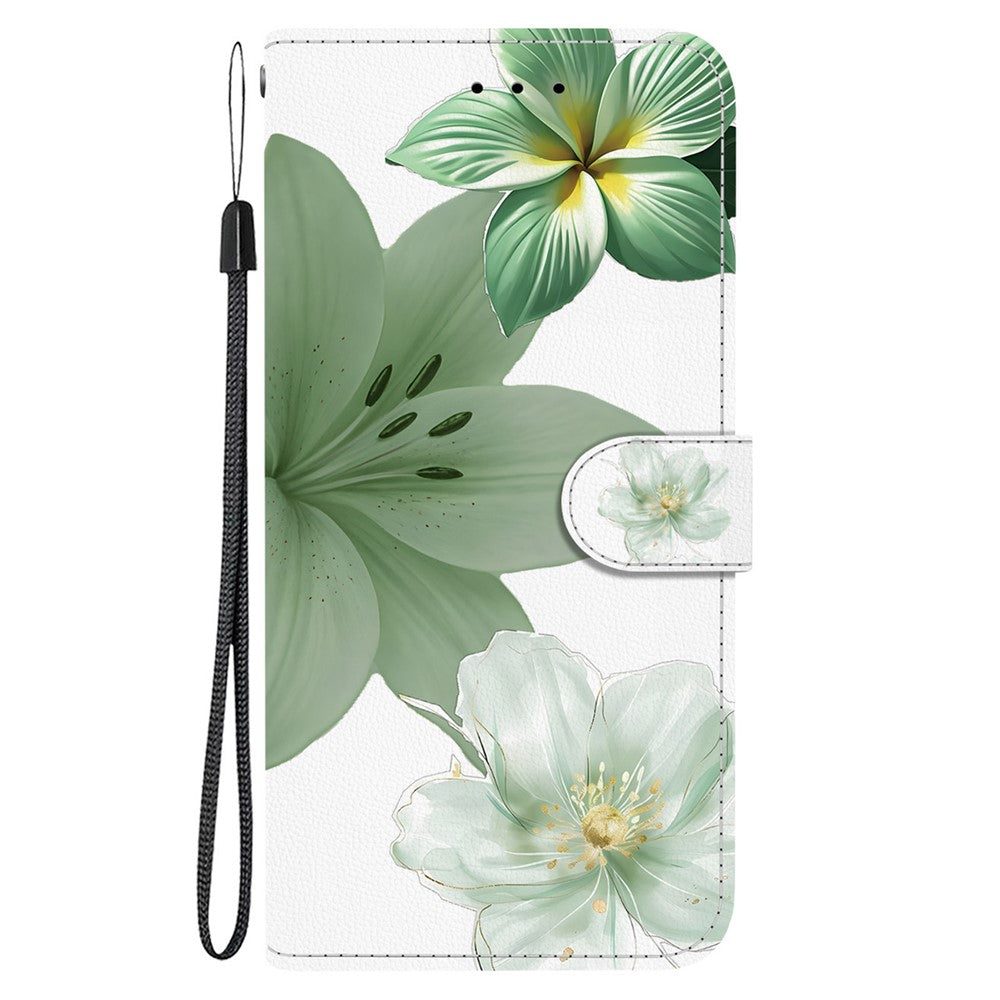 For iPhone 18 Pro / 17 Pro Case Pattern Printing PU Leather Wallet Flip Stand Phone Cover with Wrist Strap