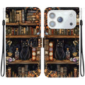 For iPhone 18 Pro / 17 Pro Case Pattern Printing PU Leather Wallet Flip Stand Phone Cover with Wrist Strap