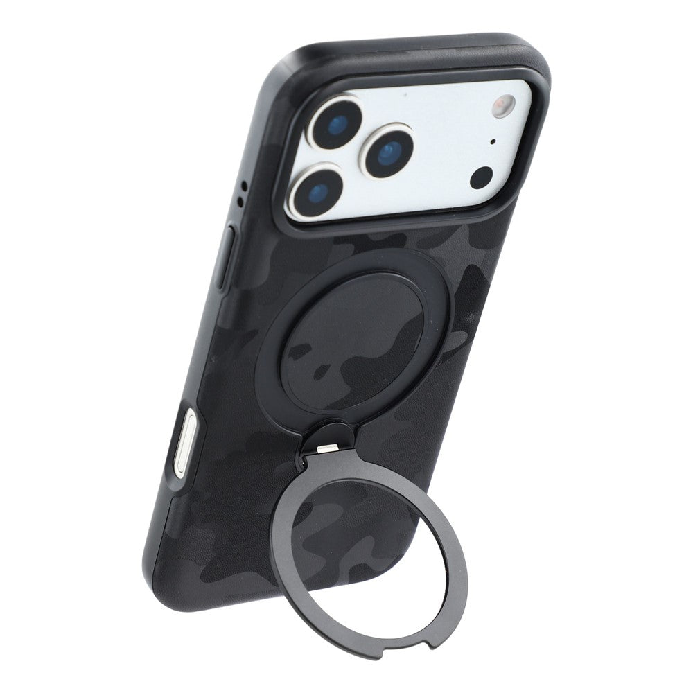 JAUCASE for iPhone 18 Pro / 17 Pro Case Magnetic Rotating Kickstand Camouflage Pattern PC + TPU Phone Cover