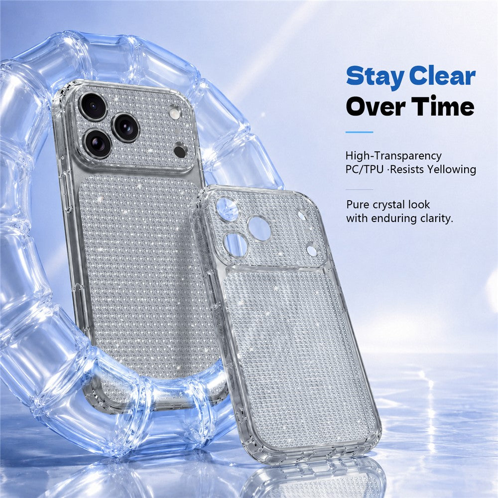 For iPhone 17 Pro TPU Case Diamond Texture Glitter Shockproof Phone Cover with Airbag Corner