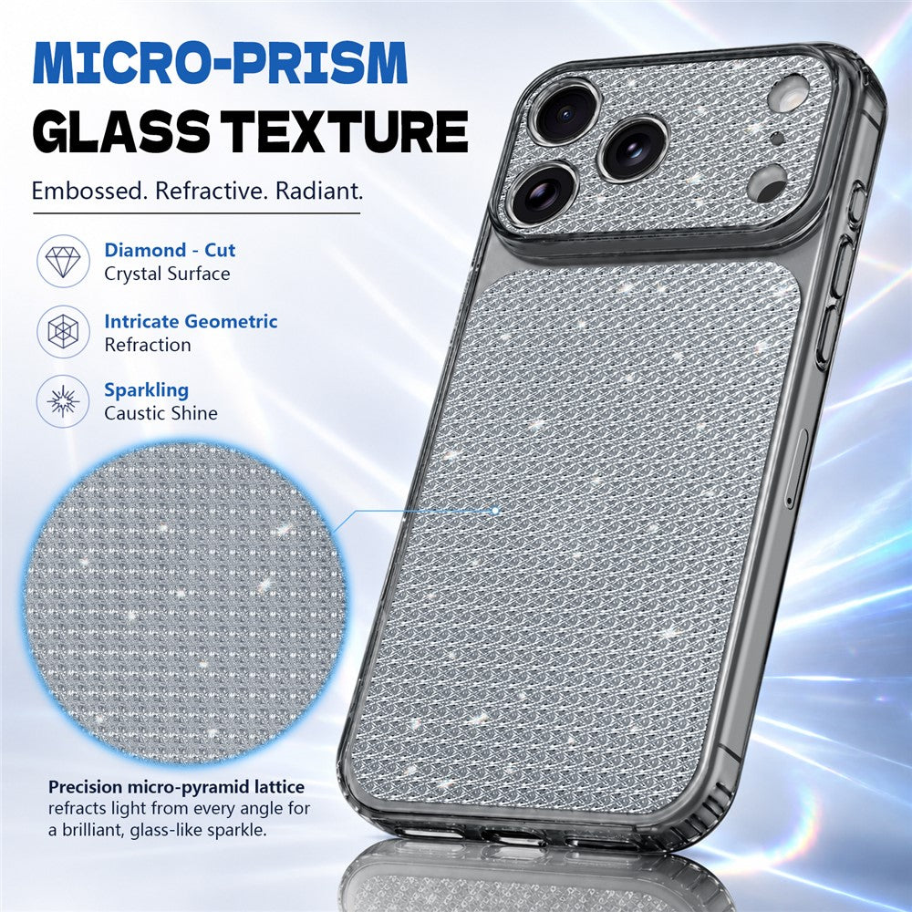 For iPhone 17 Pro TPU Case Diamond Texture Glitter Shockproof Phone Cover with Airbag Corner