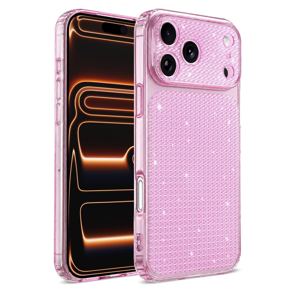 For iPhone 17 Pro TPU Case Diamond Texture Glitter Shockproof Phone Cover with Airbag Corner
