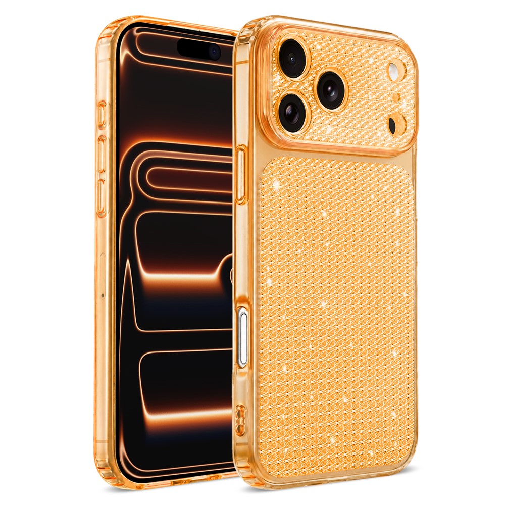 For iPhone 17 Pro Max TPU Case Diamond Texture Glitter Shockproof Phone Cover with Airbag Corner