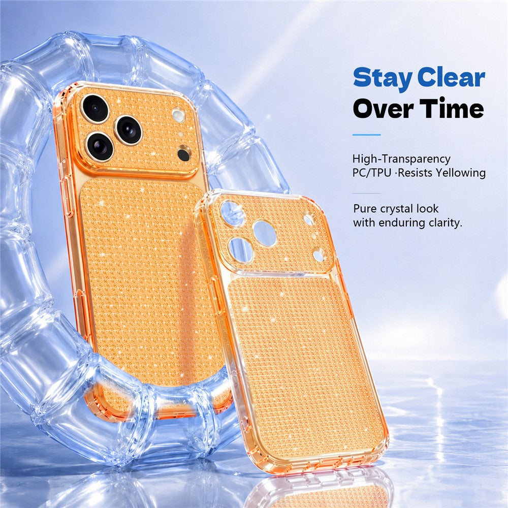 For iPhone 17 Pro Max TPU Case Diamond Texture Glitter Shockproof Phone Cover with Airbag Corner