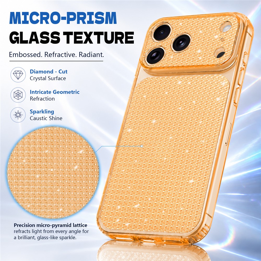 For iPhone 17 Pro Max TPU Case Diamond Texture Glitter Shockproof Phone Cover with Airbag Corner