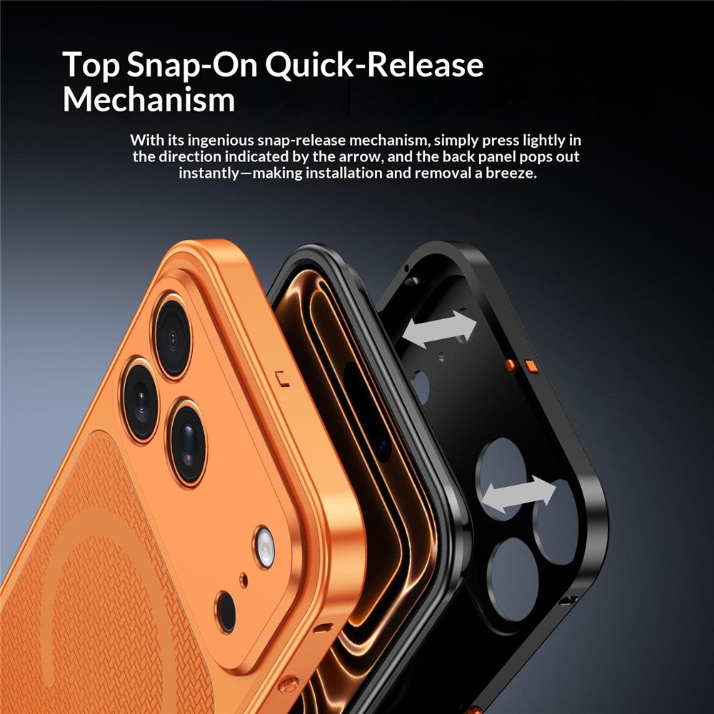 For iPhone 17 Pro Max Magnetic Case Heat Dissipation Snap-On Metal + PC Phone Cover