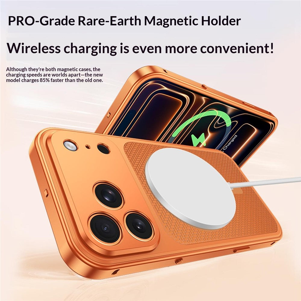 For iPhone 17 Pro Magnetic Case Heat Dissipation Snap-On Metal + PC Phone Cover