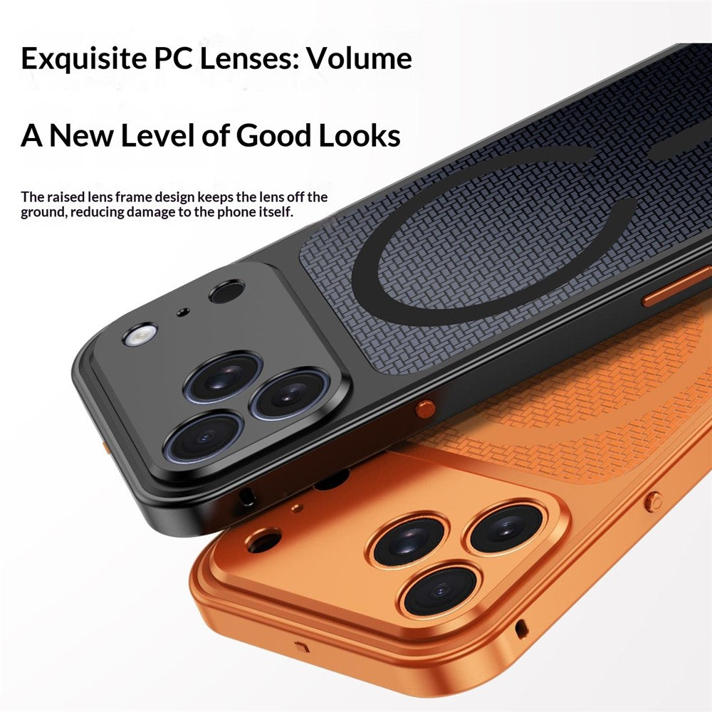 For iPhone 17 Pro Magnetic Case Heat Dissipation Snap-On Metal + PC Phone Cover