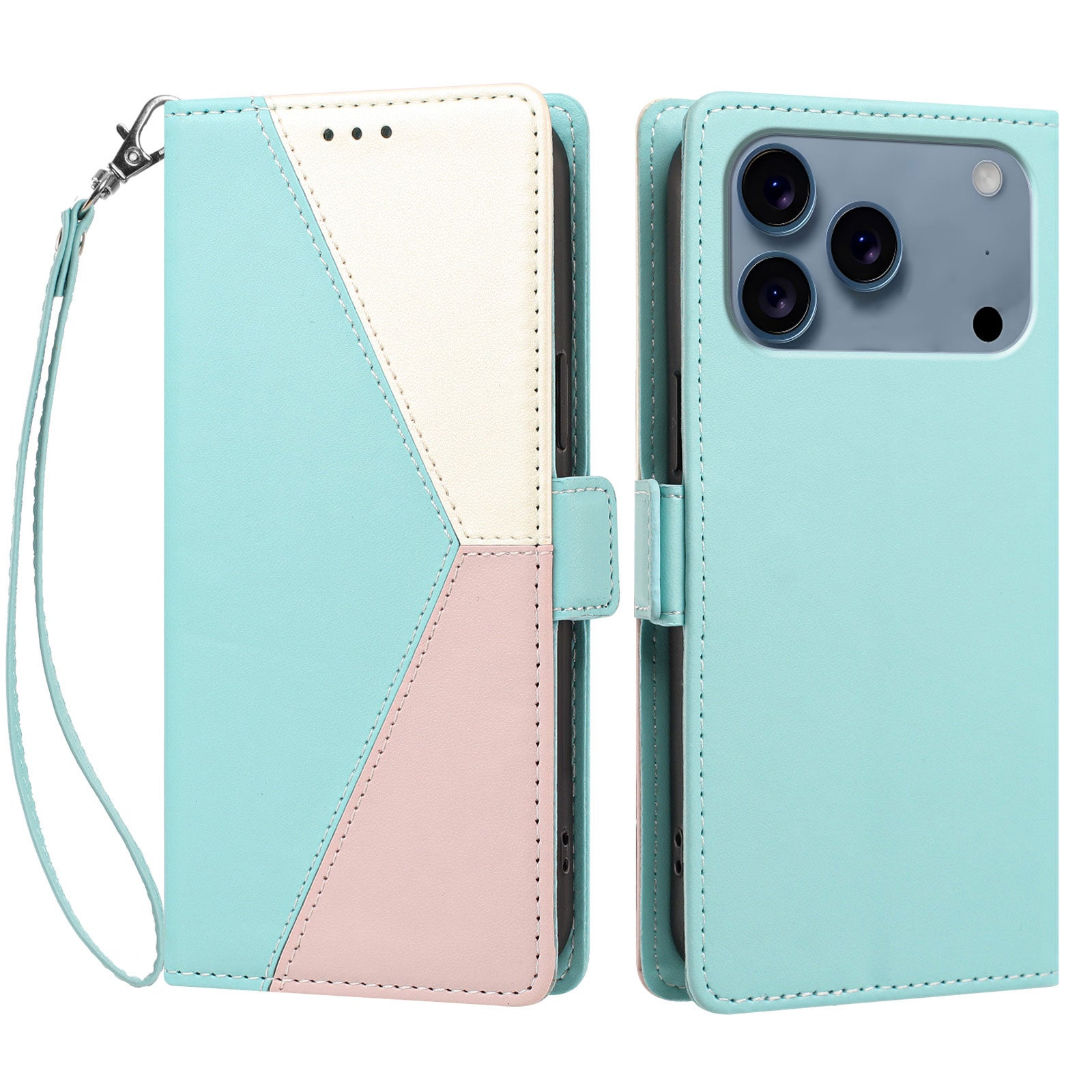 iPhone 18/17 Pro Max Color Stitching RFID-Blocking Wallet Case