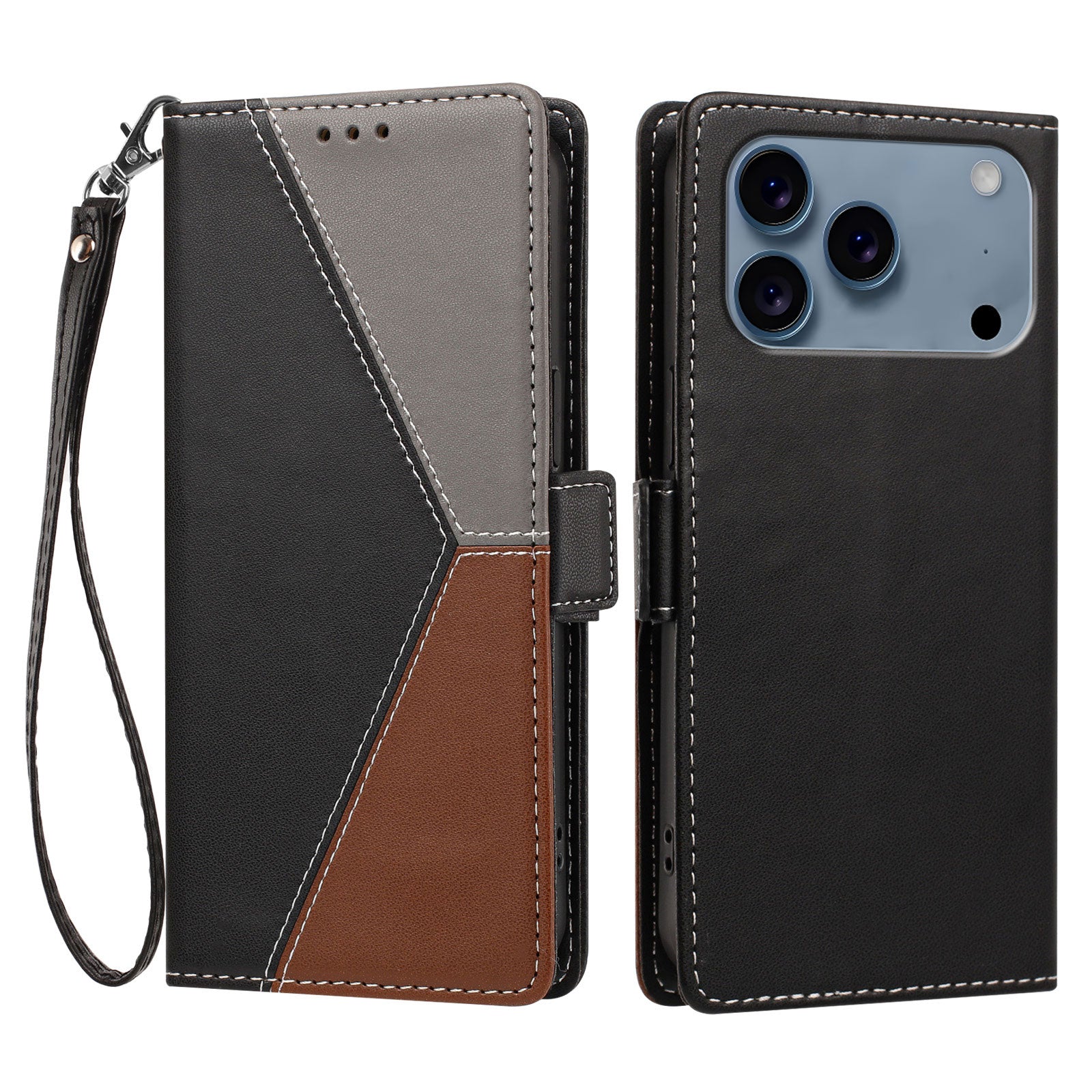 iPhone 18/17 Pro Max Color Stitching RFID-Blocking Wallet Case
