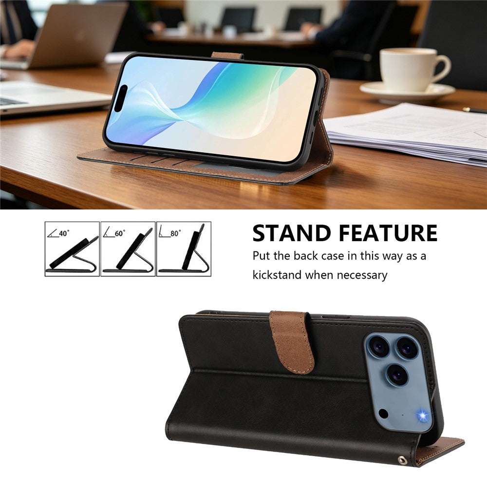 For iPhone 18 Pro Max / 17 Pro Max Case Diamond Stitch PU Leather Wallet Flip Phone Cover with Wrist Strap