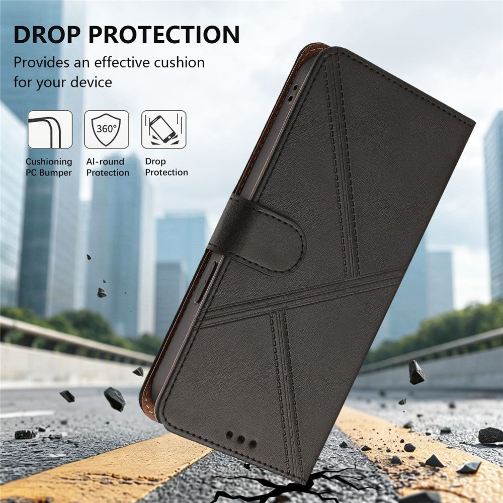 For iPhone 18 Pro Max / 17 Pro Max Case Diamond Stitch PU Leather Wallet Flip Phone Cover with Wrist Strap