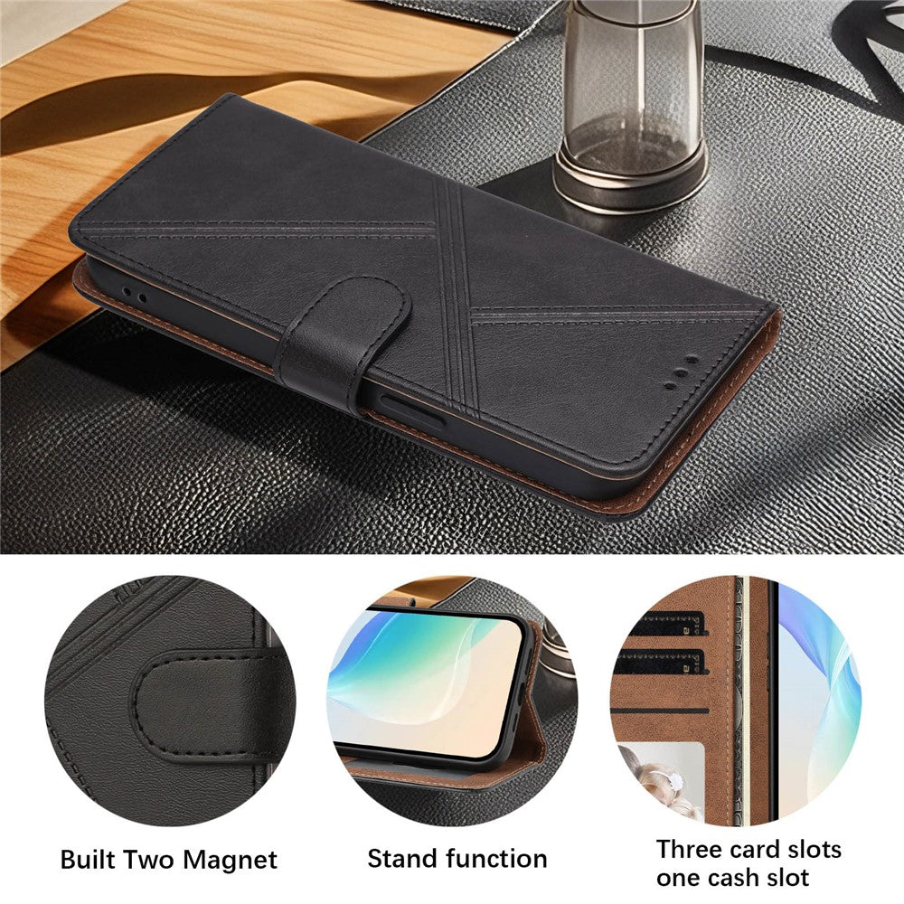 For iPhone 18 Pro Max / 17 Pro Max Case Diamond Stitch PU Leather Wallet Flip Phone Cover with Wrist Strap