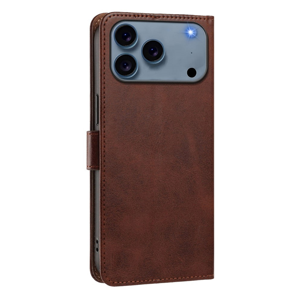 For iPhone 18 Pro Max / 17 Pro Max Case Wallet Flip Stand PU Leather Phone Cover with Wrist Strap