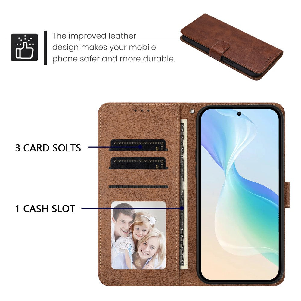 For iPhone 18 Pro Max / 17 Pro Max Case Wallet Flip Stand PU Leather Phone Cover with Wrist Strap