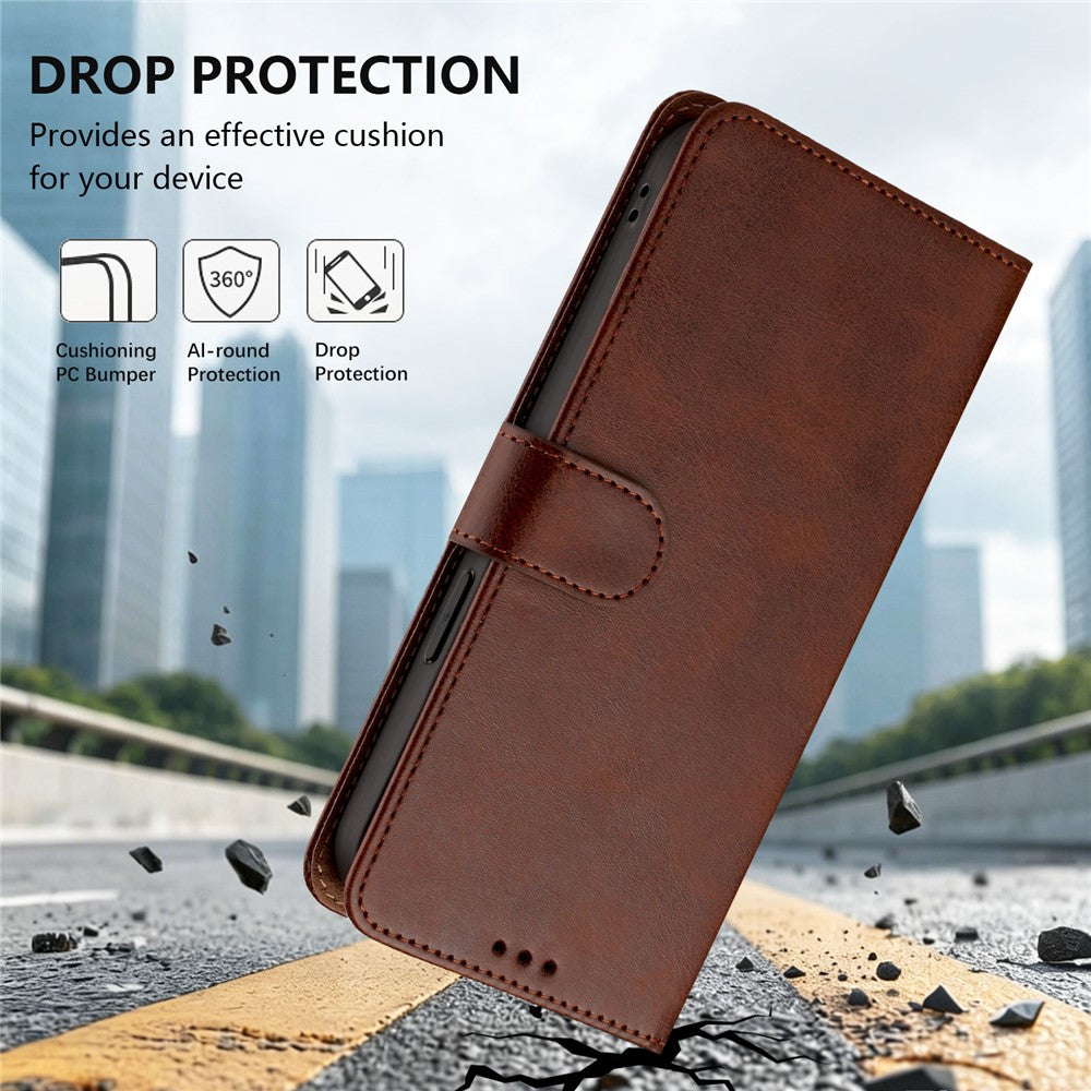 For iPhone 18 Pro Max / 17 Pro Max Case Wallet Flip Stand PU Leather Phone Cover with Wrist Strap