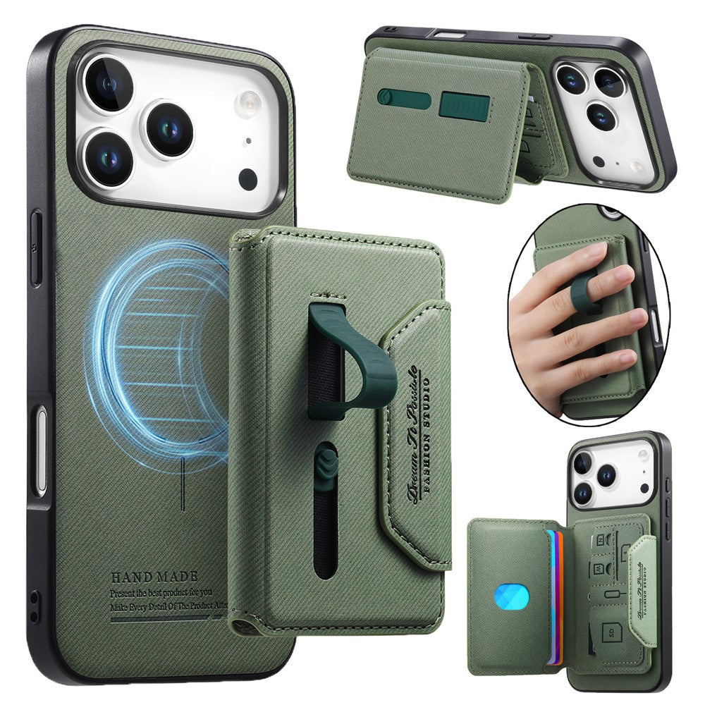 iPhone 18/17 Pro Leather Magnetic Case with Detachable Card Holder