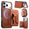 For iPhone 18 Pro  /  17 Pro Magnetic Case PU Leather + PC + TPU Anti-Scratch Back Cover with Detachable Card Holder