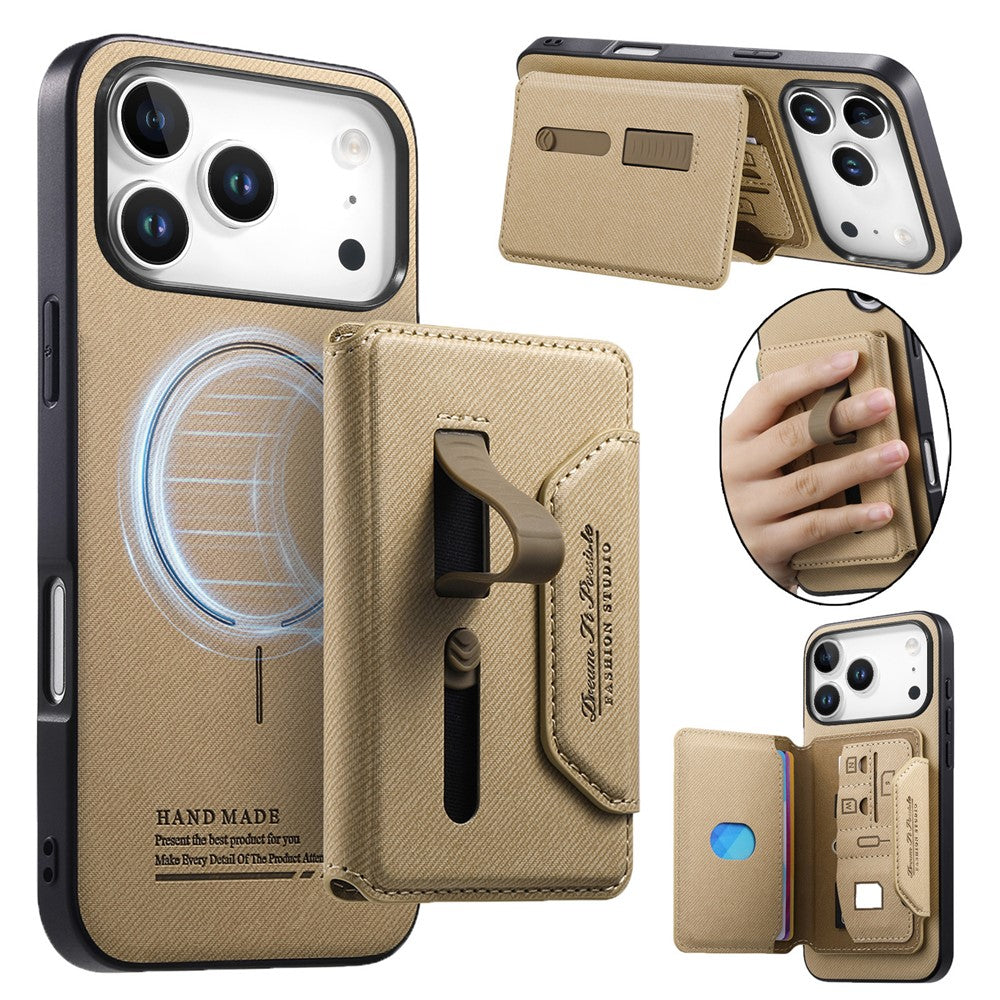 For iPhone 18 Pro Max  /  17 Pro Max Magnetic Case PU Leather + PC + TPU Anti-Scratch Back Cover with Detachable Card Holder