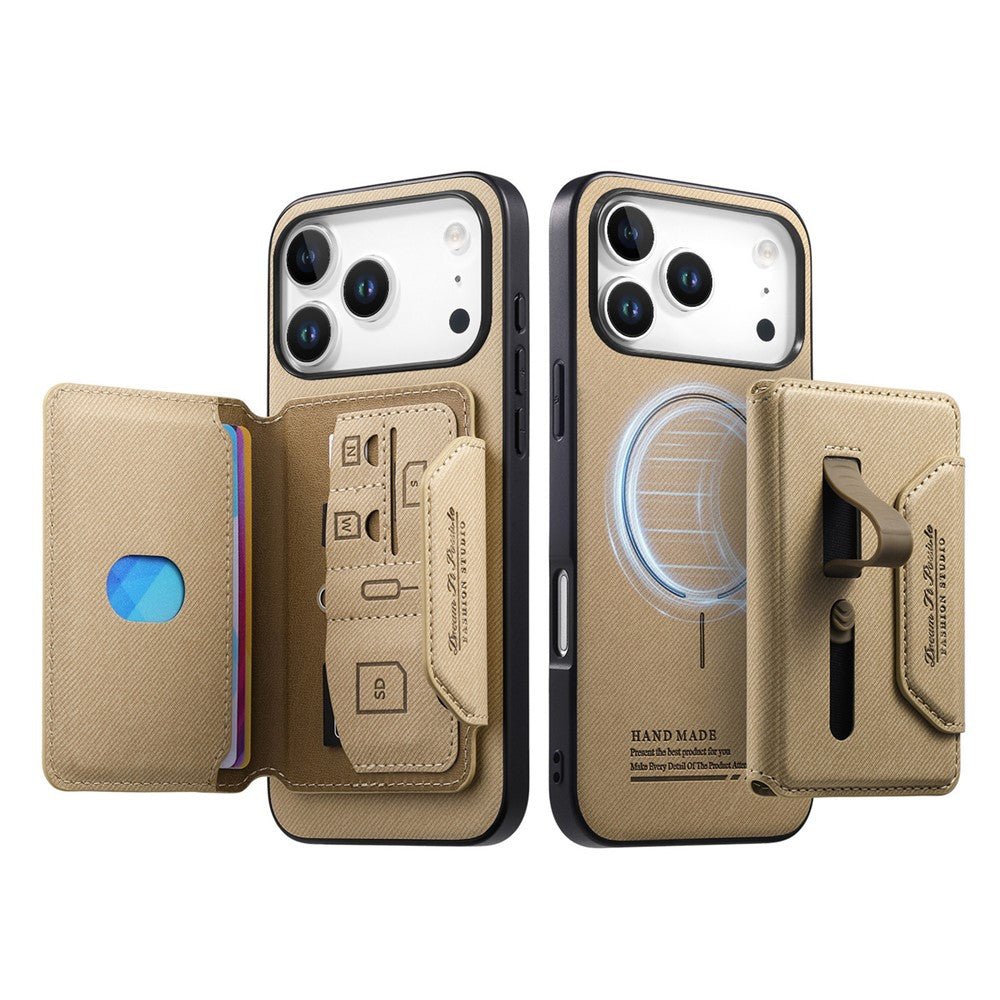 For iPhone 18 Pro Max  /  17 Pro Max Magnetic Case PU Leather + PC + TPU Anti-Scratch Back Cover with Detachable Card Holder