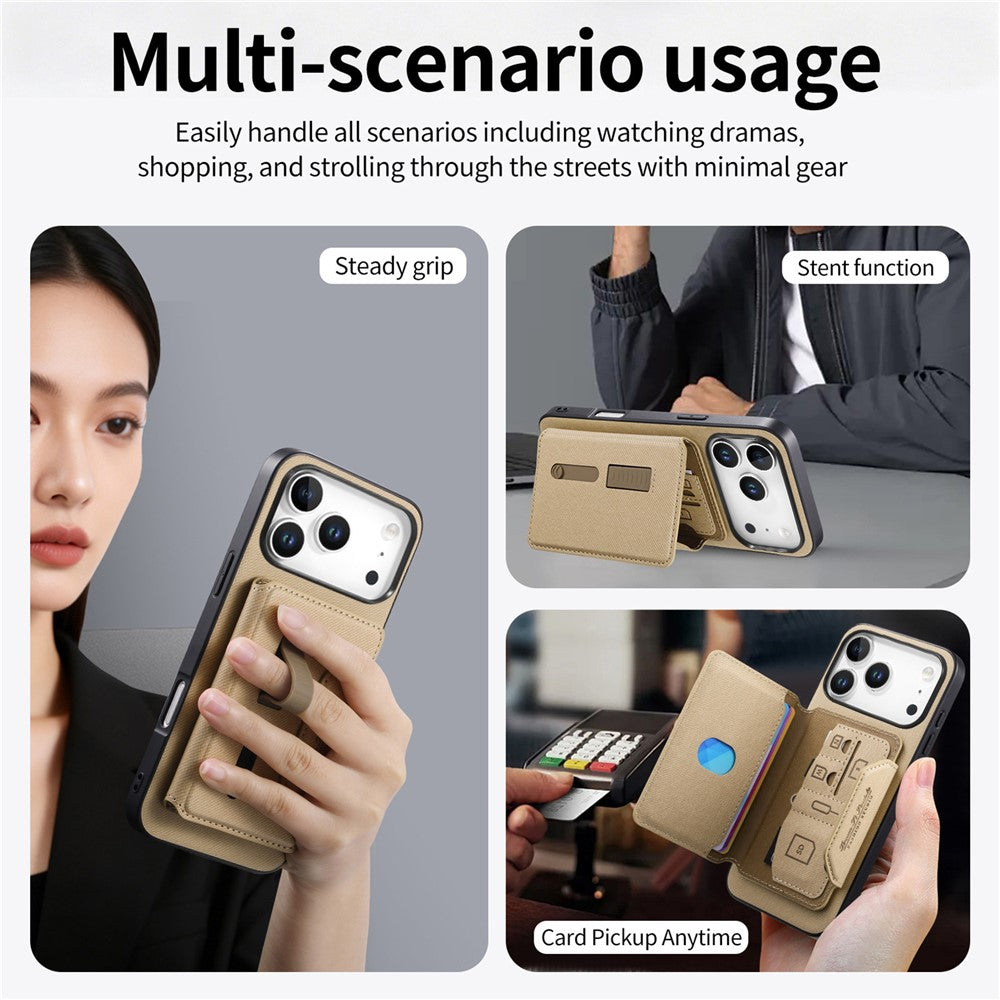 For iPhone 18 Pro Max  /  17 Pro Max Magnetic Case PU Leather + PC + TPU Anti-Scratch Back Cover with Detachable Card Holder