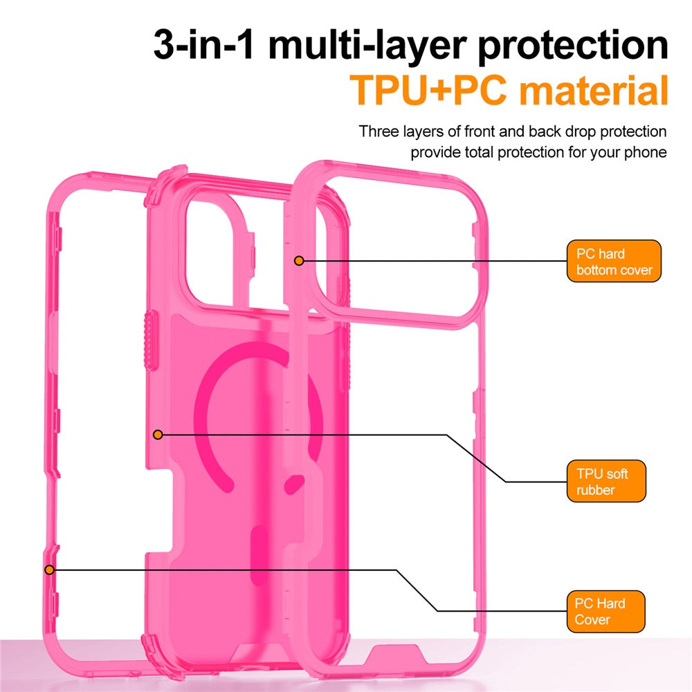 For iPhone 17 Pro Max Magnetic Case 2-in-1 PC + TPU Frosted Soft-Touch Phone Cover