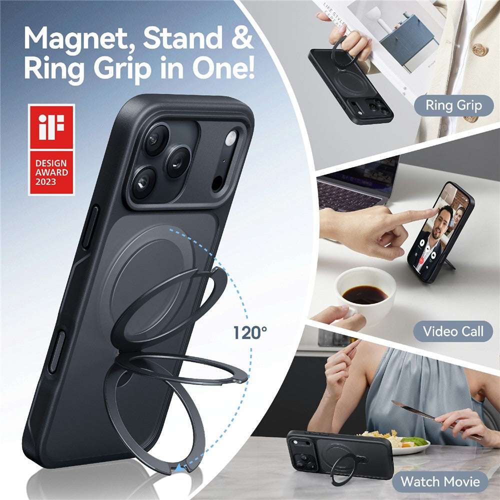 CASEKOO for iPhone 18 Pro / 17 Pro Case Magnetic Kickstand Translucent Matte PC + TPU Phone Cover Compatible with MagSafe