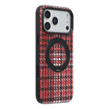 For iPhone 18 Pro / 17 Pro Case with Rotating Magnetic Kickstand Houndstooth Fabric + PC + TPU Phone Cover
