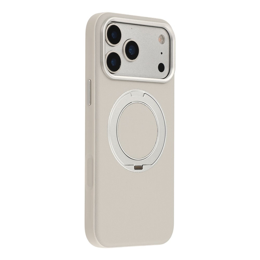 For iPhone 18 Pro Max / 17 Pro Max Case Magnetic Rotatable Kickstand Leather + PC + TPU Phone Cover with Camera Control Button