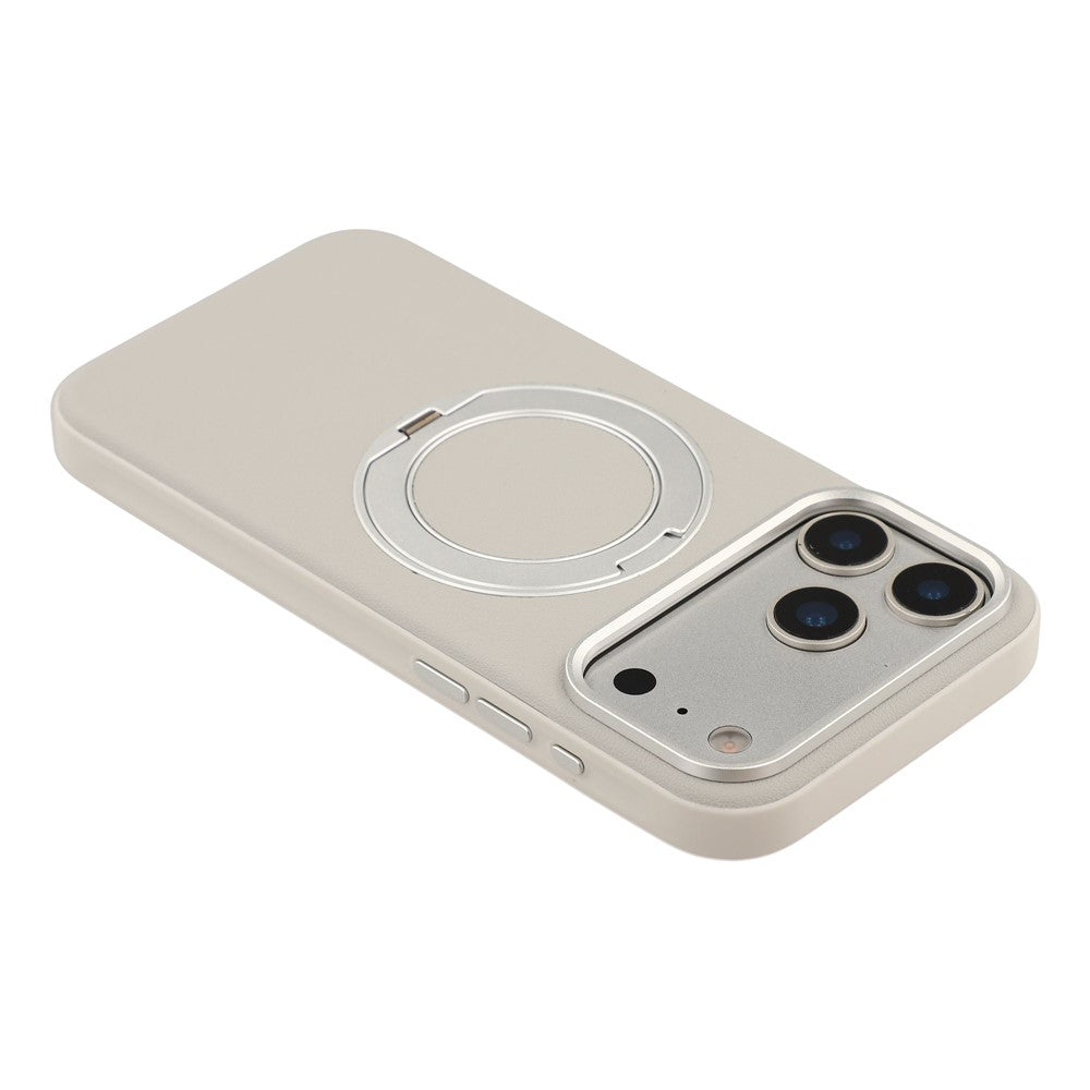For iPhone 18 Pro Max / 17 Pro Max Case Magnetic Rotatable Kickstand Leather + PC + TPU Phone Cover with Camera Control Button