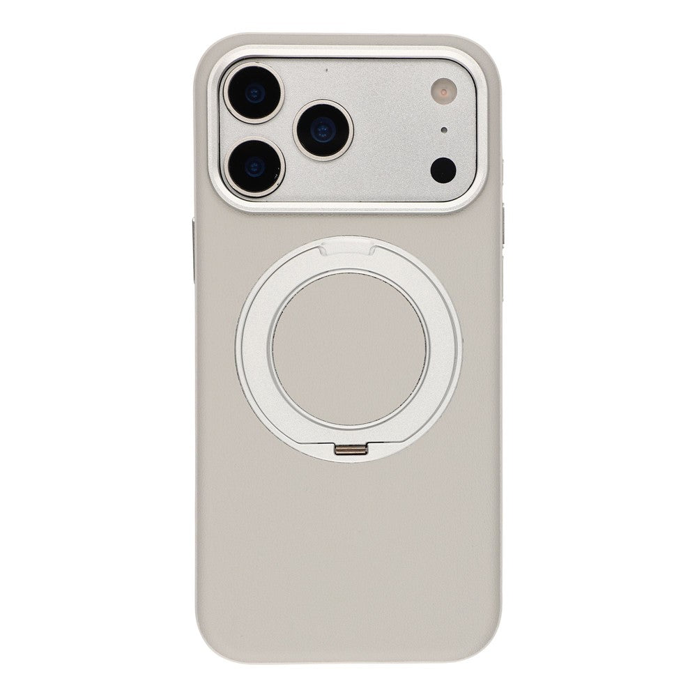 For iPhone 18 Pro / 17 Pro Case Magnetic Rotatable Kickstand Leather + PC + TPU Phone Cover with Camera Control Button